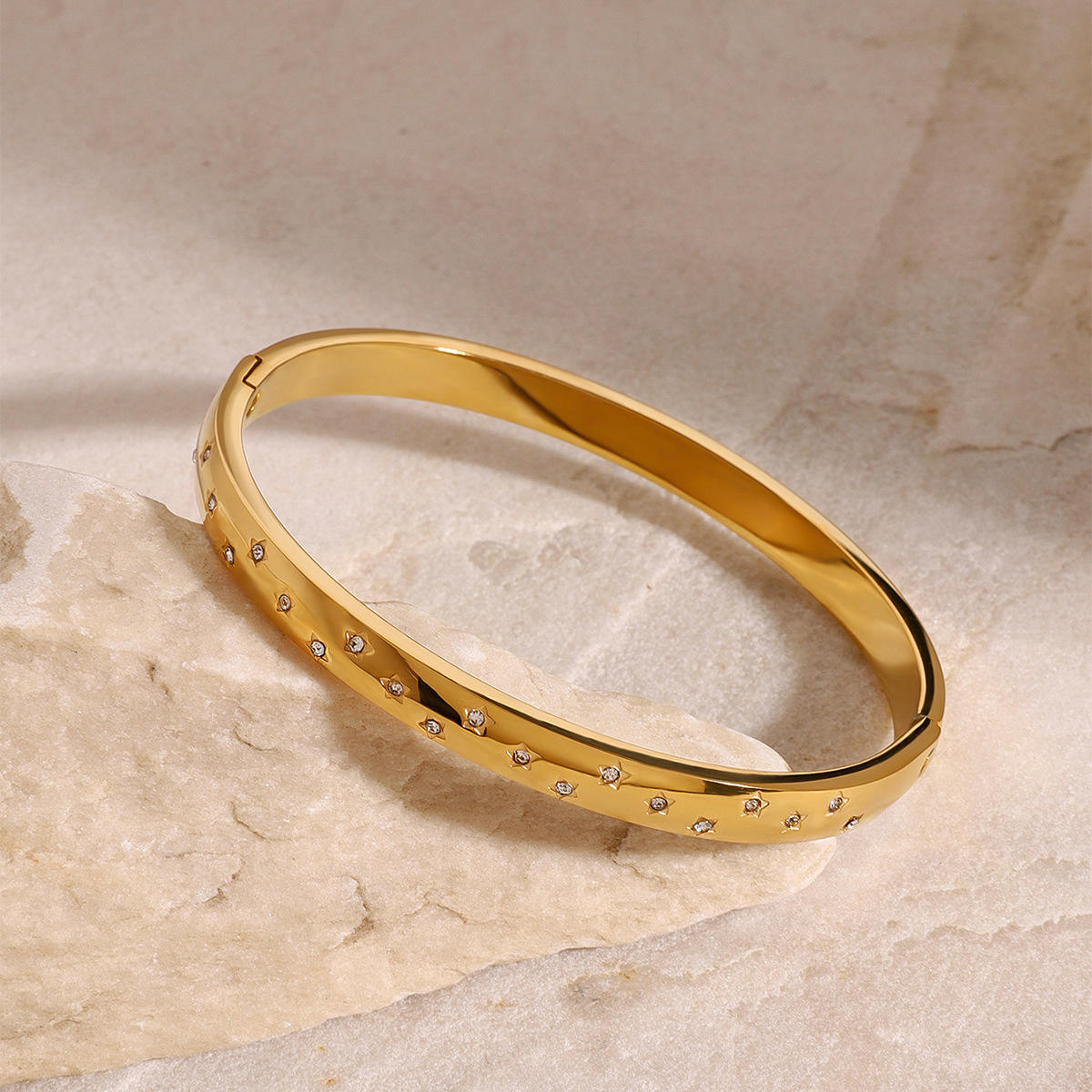 Zircon in Star-Studded Bangle Bracelet