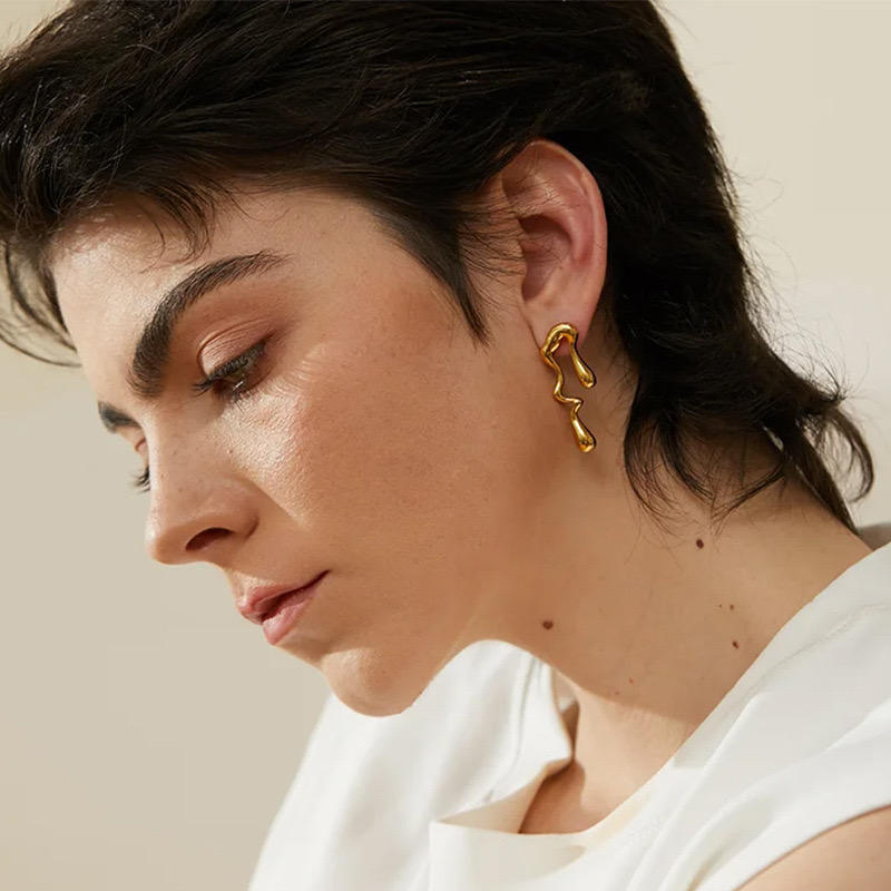 Liquid Drop Stud Earrings