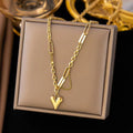 Heart Drop Linked Chain Necklace