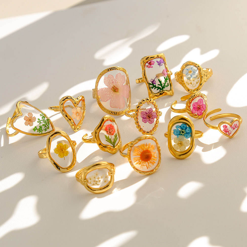 Floral Resin Art Rings