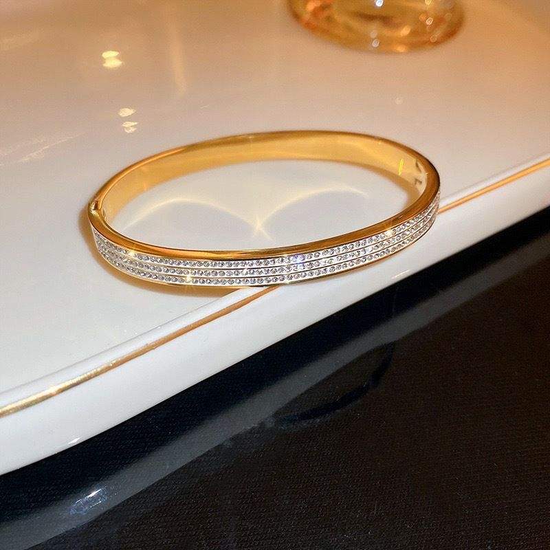 Micro Layered Zirconia Studed Bangle Bracelet