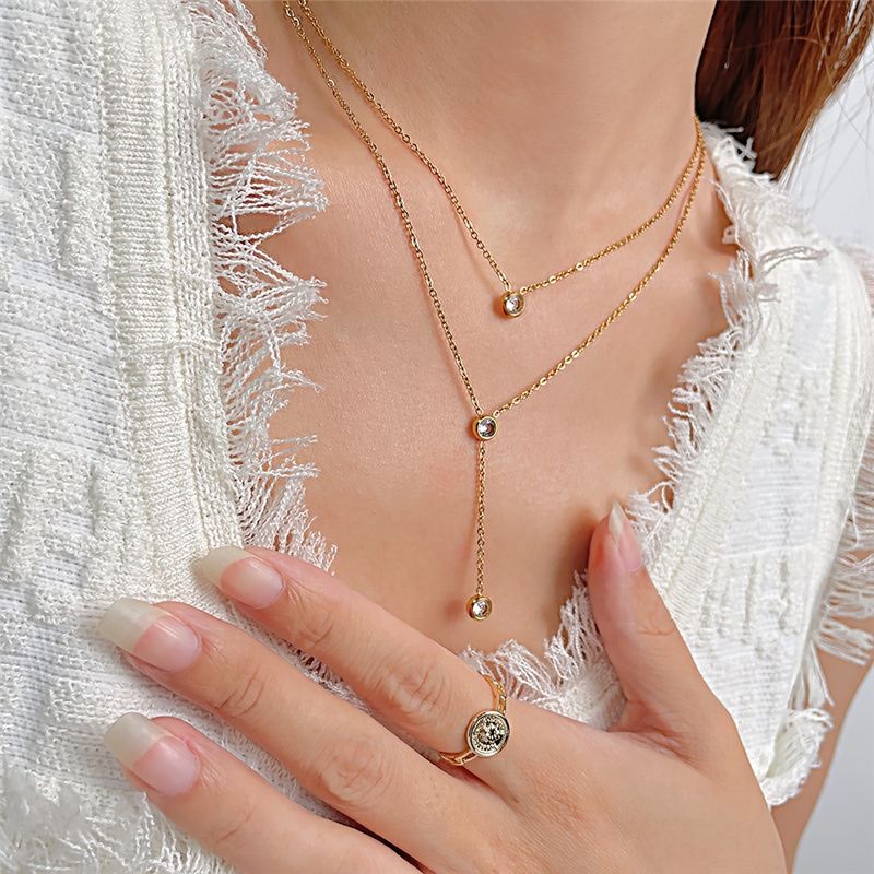 Dual Layer Diamond Charms Necklace
