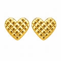 Checked Heart Stud Earrings