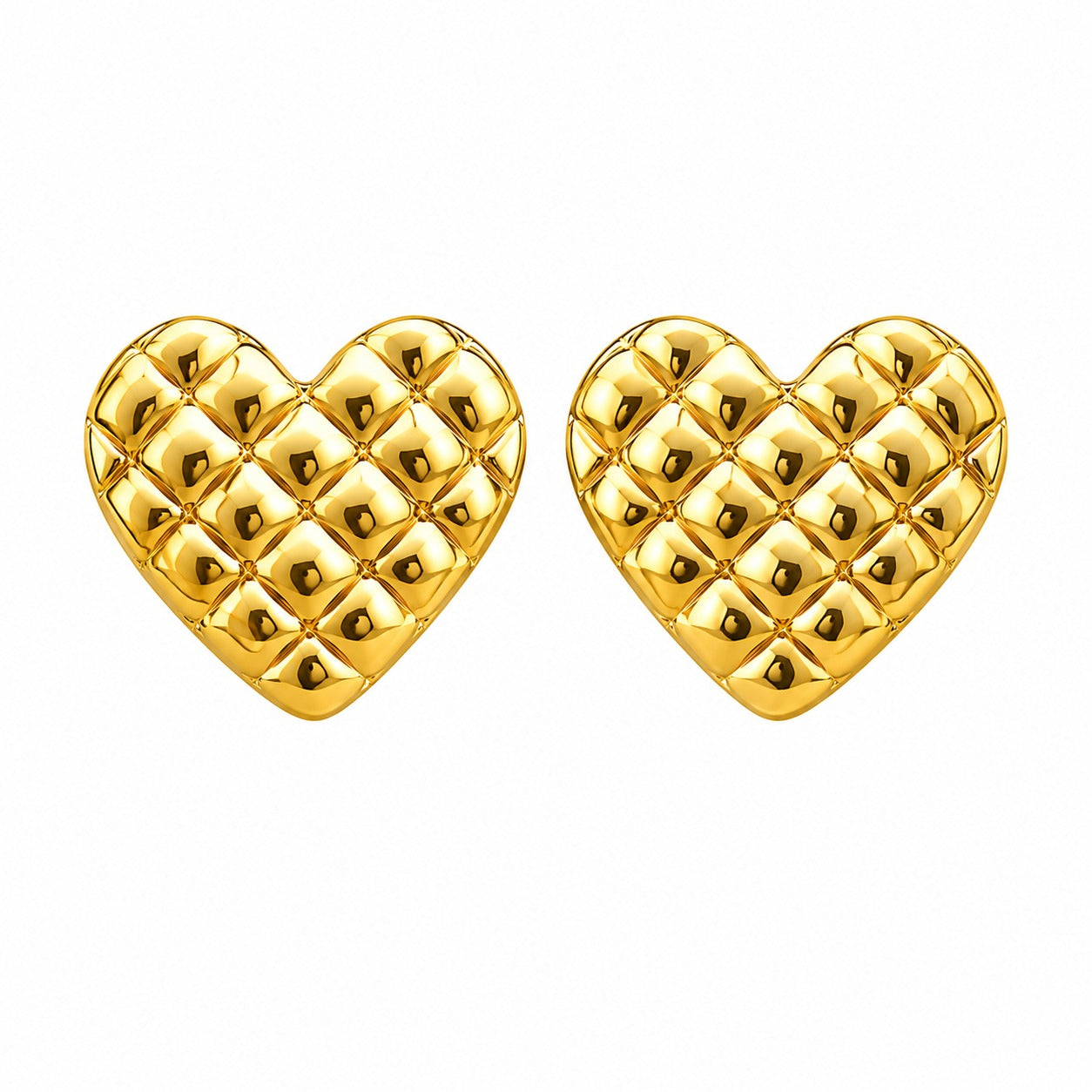 Checked Heart Stud Earrings