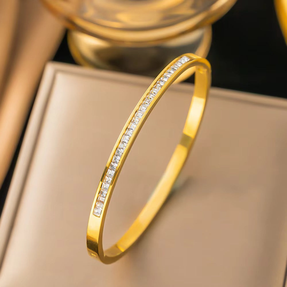 Zircon Studded Bangle Bracelet