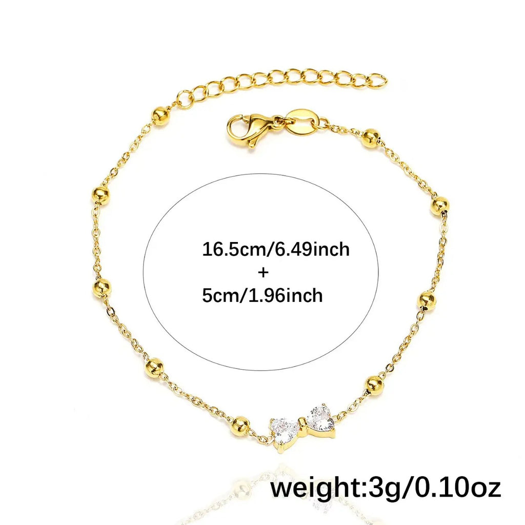 Zirconia Bow Tie Beads Chian Bracelet