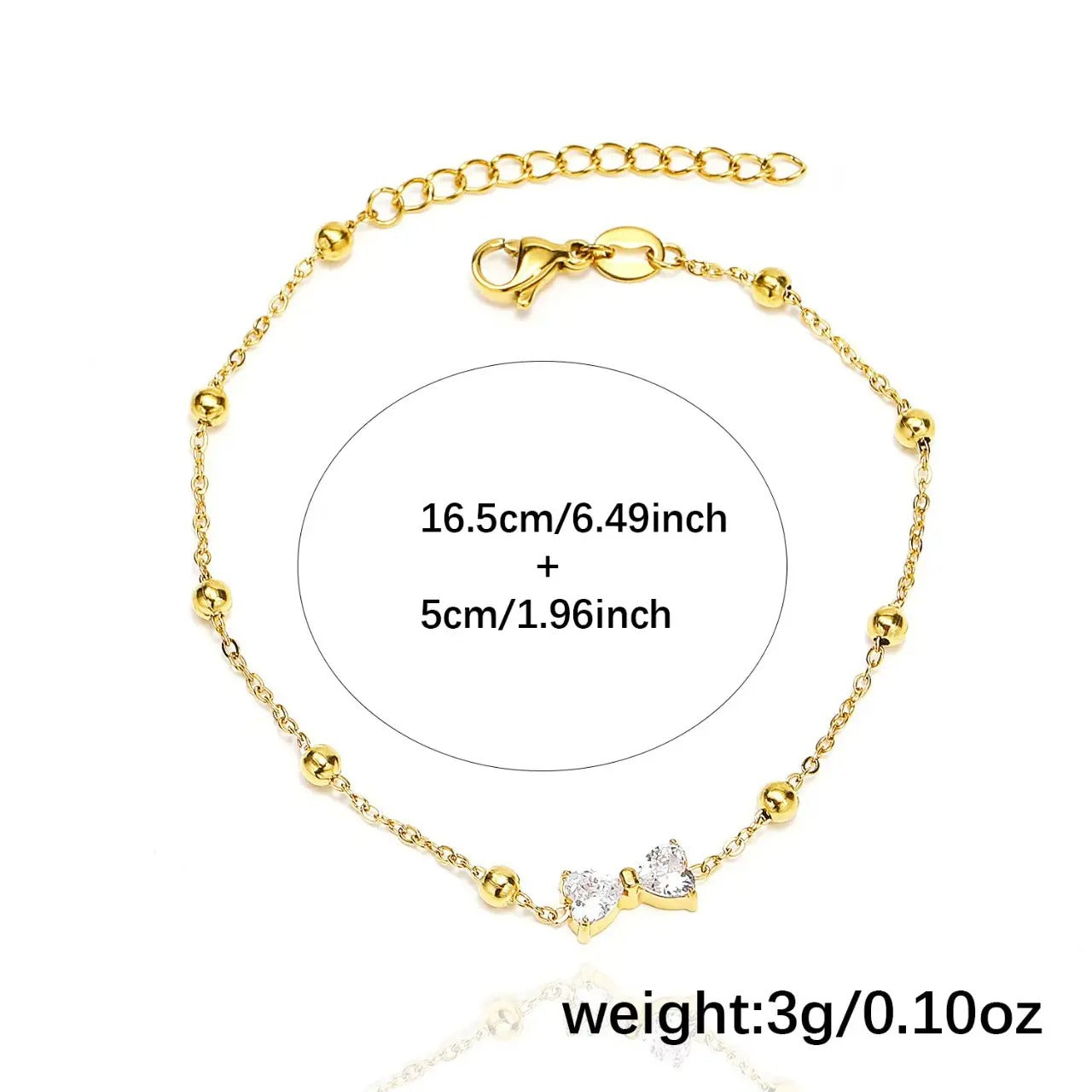 Zirconia Bow Tie Beads Chian Bracelet