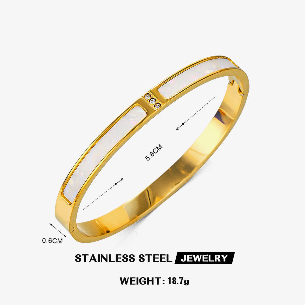 White Fritillary Shell Bangle Bracelet