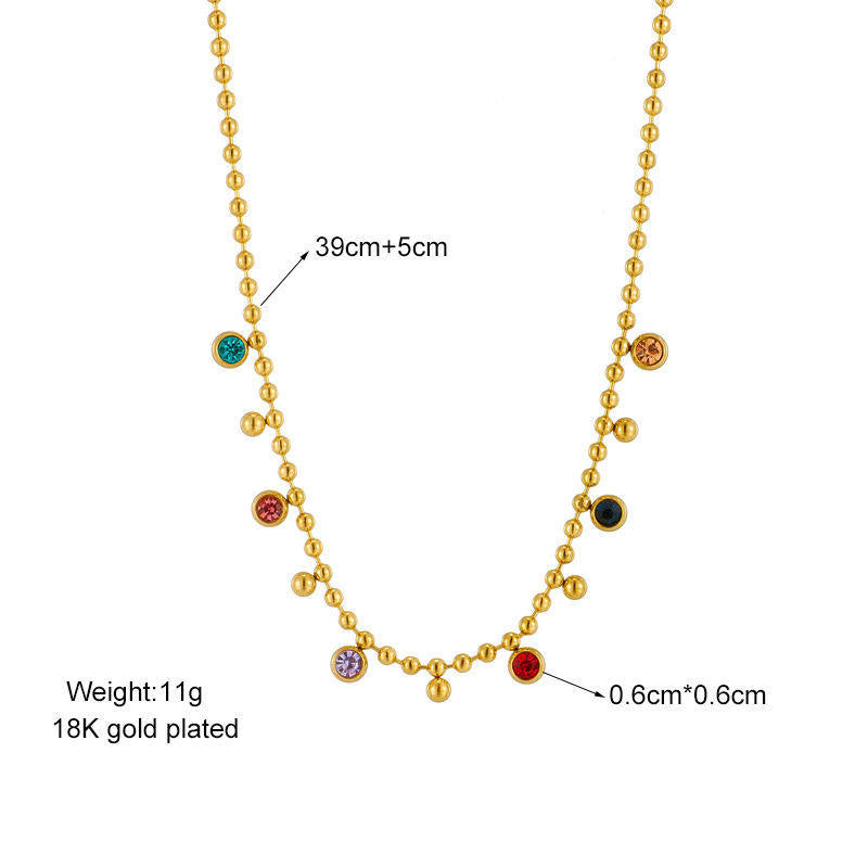 Multi-Color Stone Beads Chain Necklace