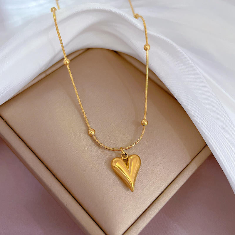 Trendy Heart Beads Chain Necklace