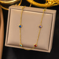Multi-Color Stone Charms Necklace