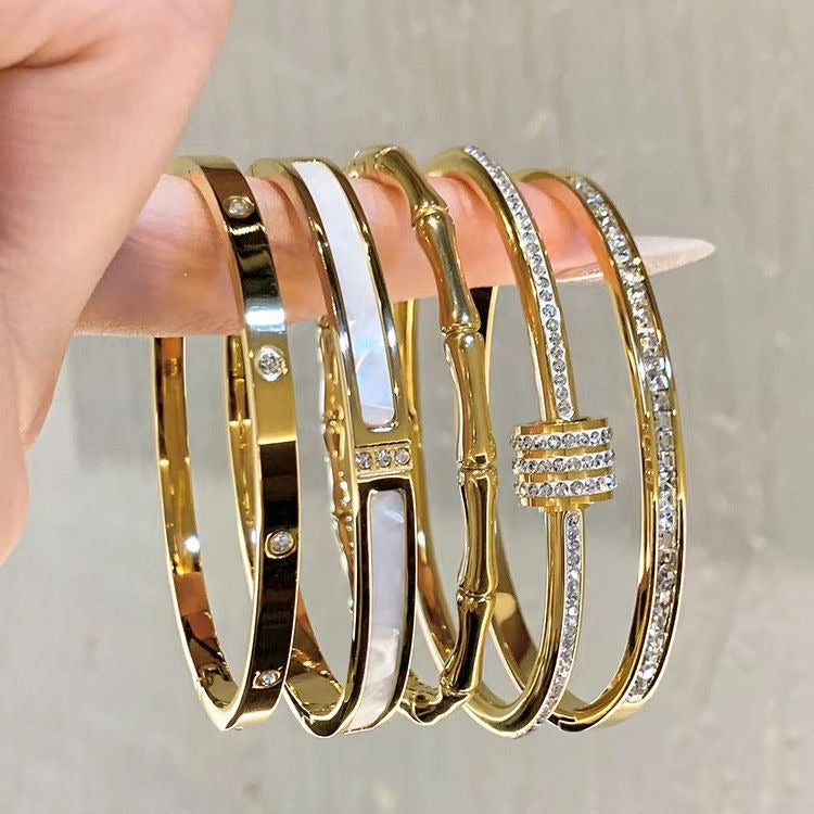 Zircon Studded Bangle Bracelet