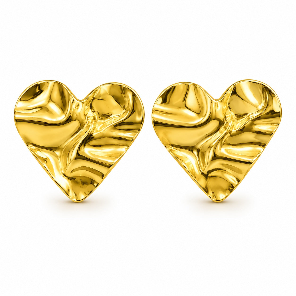 Creased Heart Stud Earrings