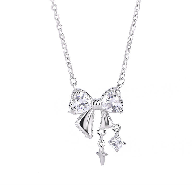 Y2K Bow Heart Star Drop Necklace