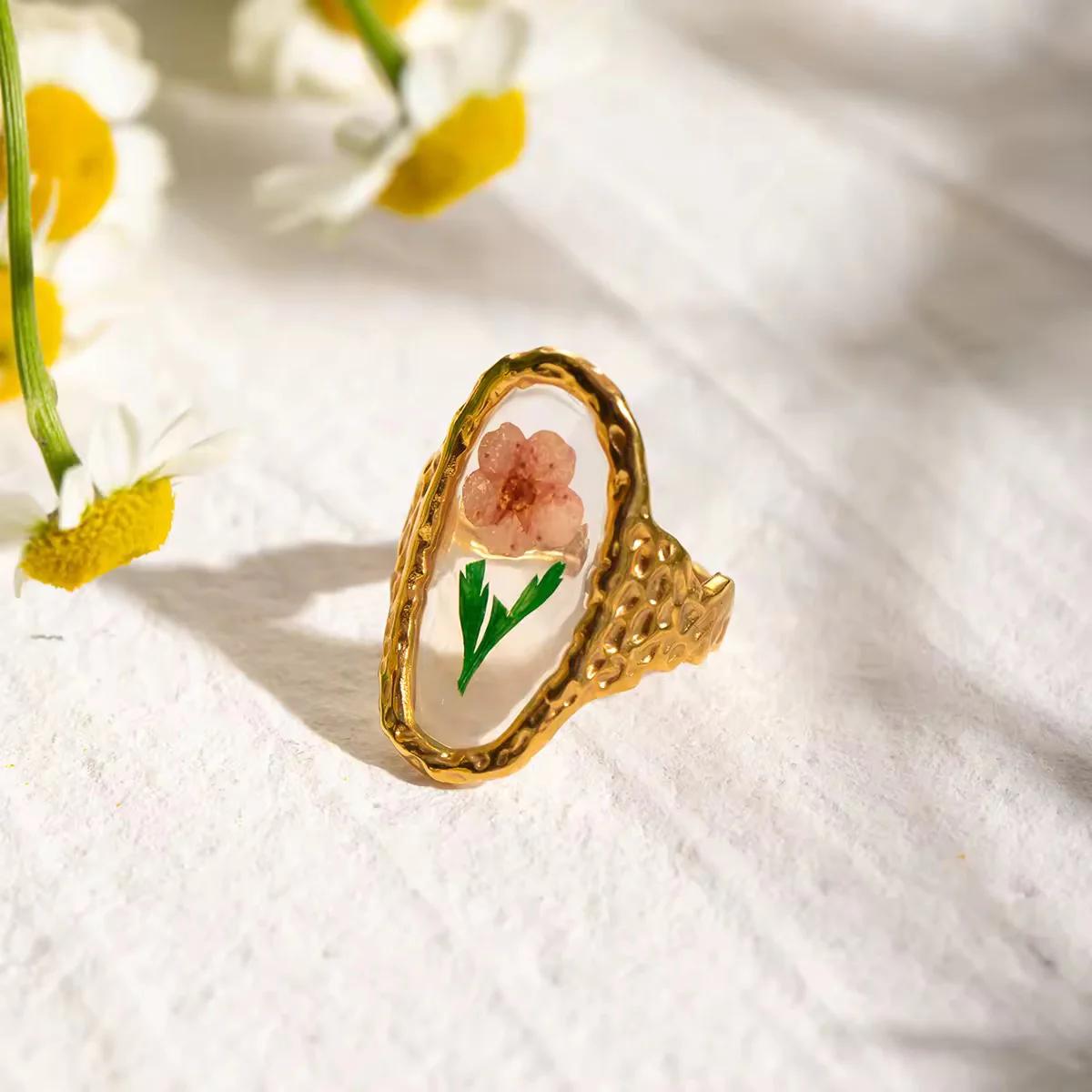 Floral Resin Art Rings
