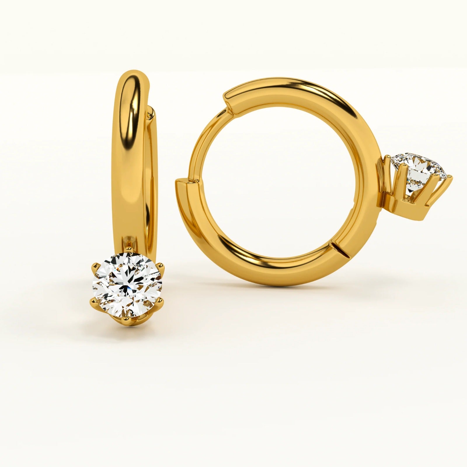 Solitaire Hoop Earrings