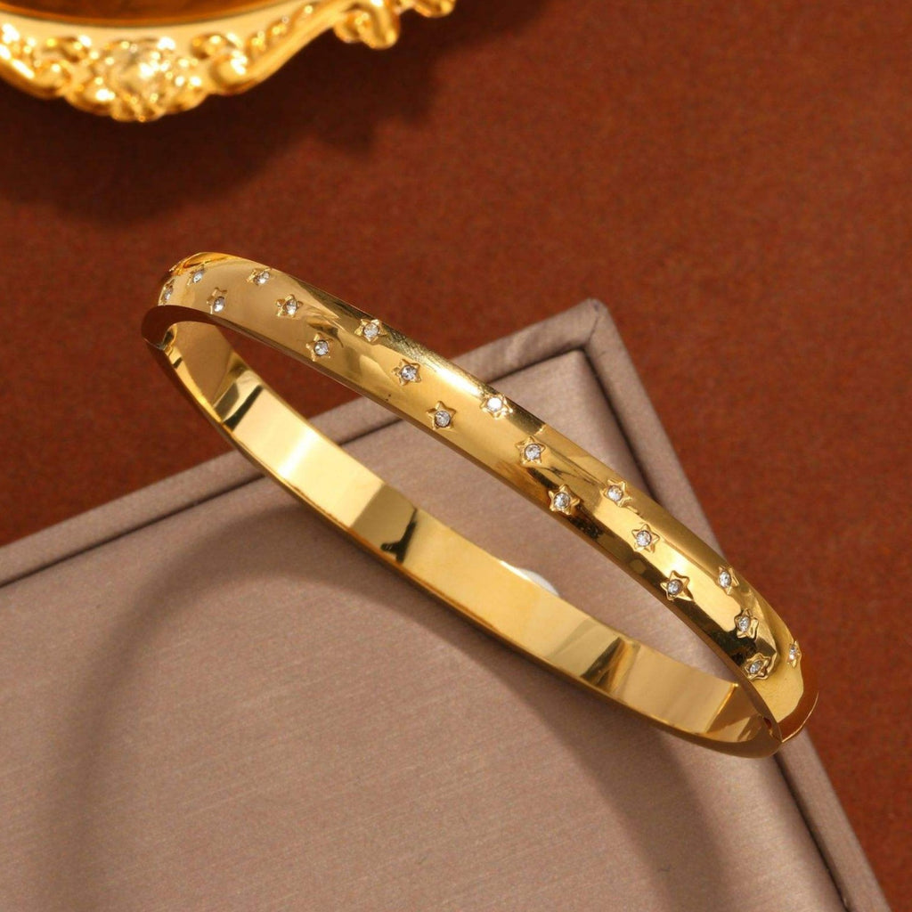 Zircon in Star-Studded Bangle Bracelet