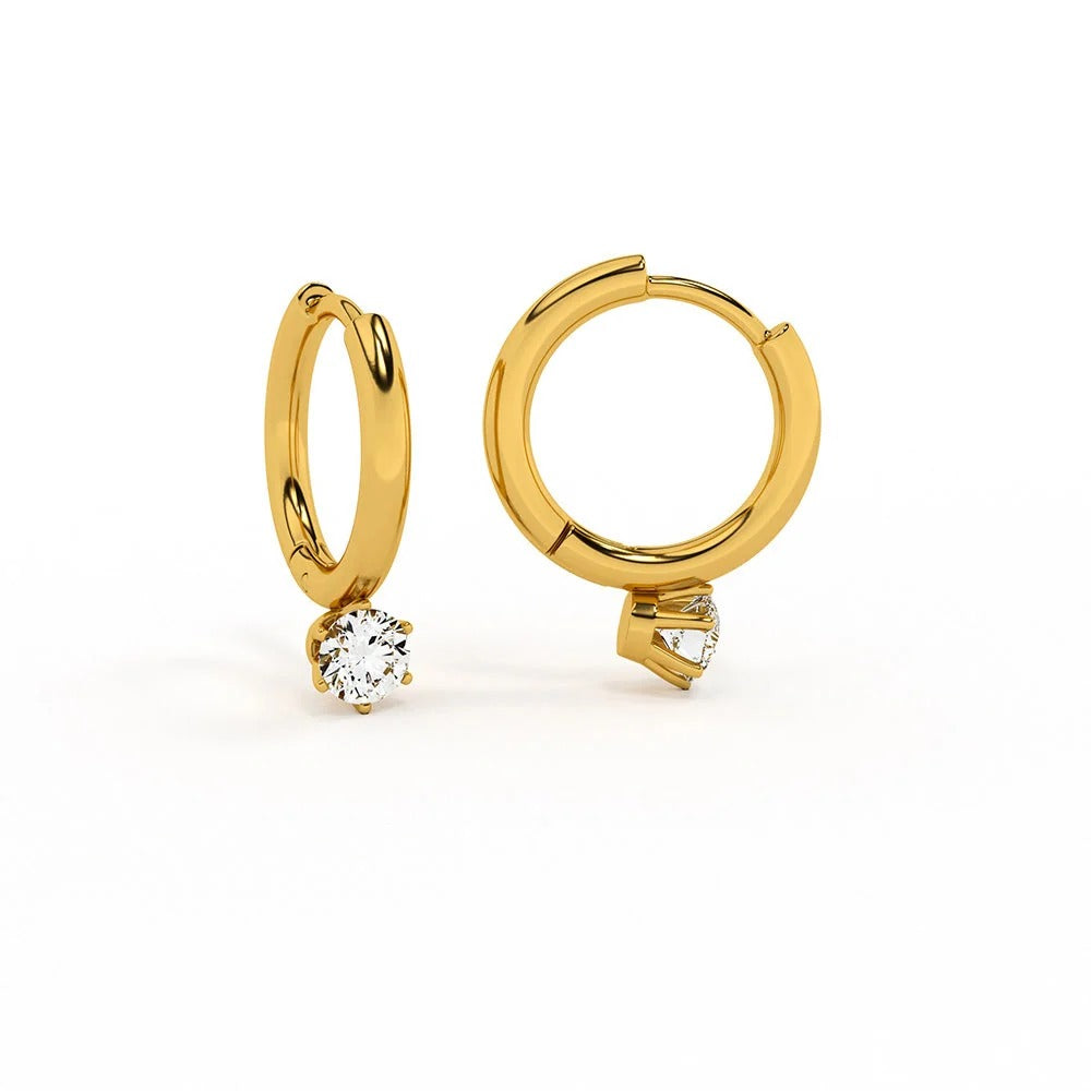 Solitaire Hoop Earrings