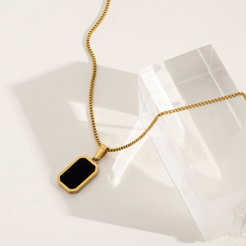 Black Bar Pendant Unisex Necklace