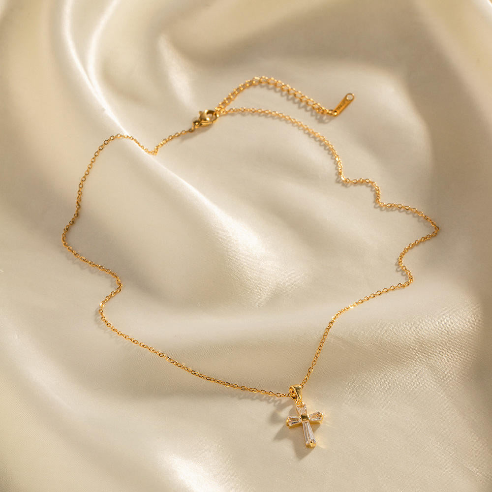 Cubic Zirconia Cross Pendant Necklace